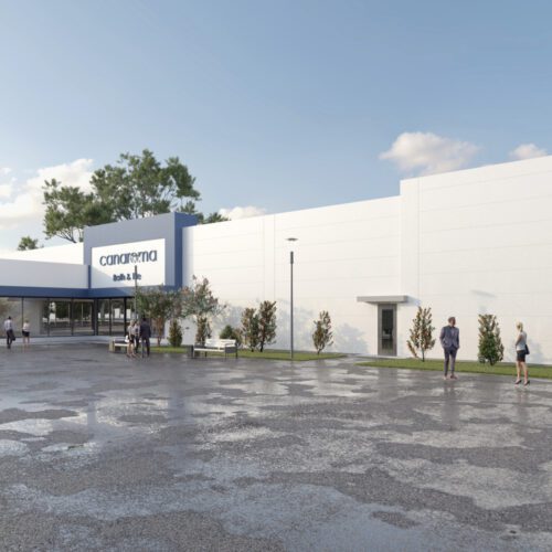 Rendering of a designer retail storefront.