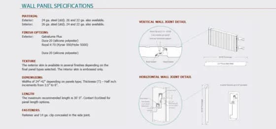 wall panel specifications